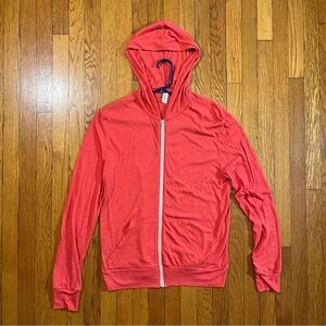 Men’s M Alternative Earth t-shirt weight hoodie - pale red